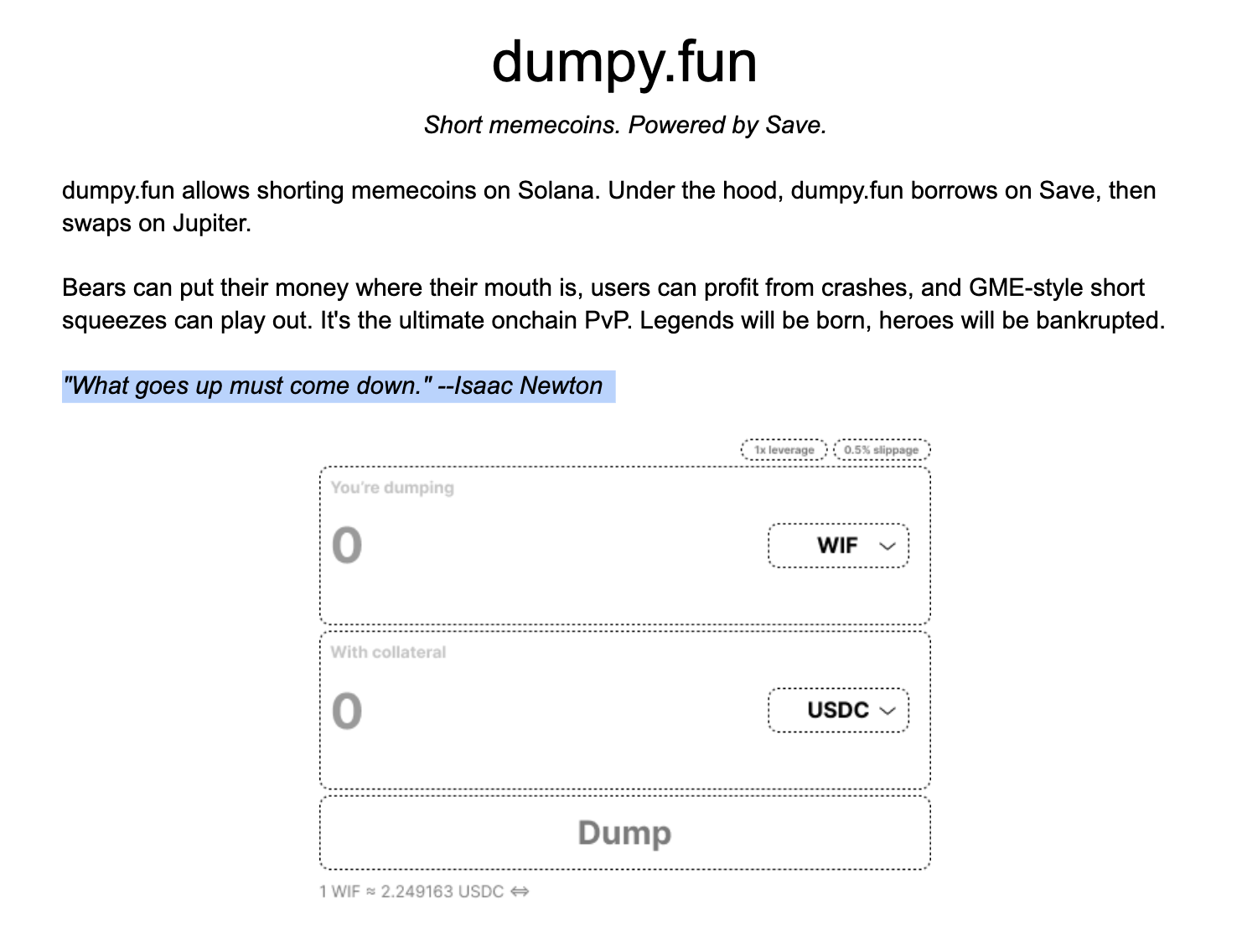 dumpy.fun：做空Meme币，开启反向冲Meme时代